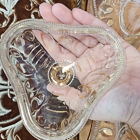 2 vintage Jeannette glass candy /Trinket Dish, glass, gold gilded - Picture 8 of 11